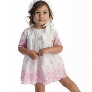 Charming Dress with Pink Embroidery